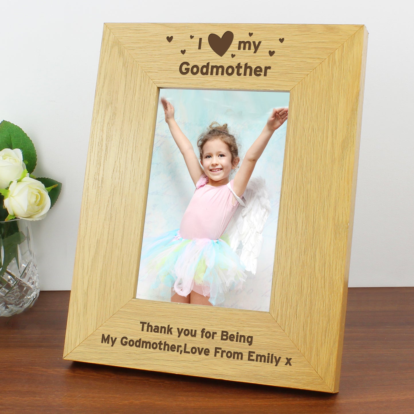 Personalised Oak Finish 6x4 I Heart My Photo Frame