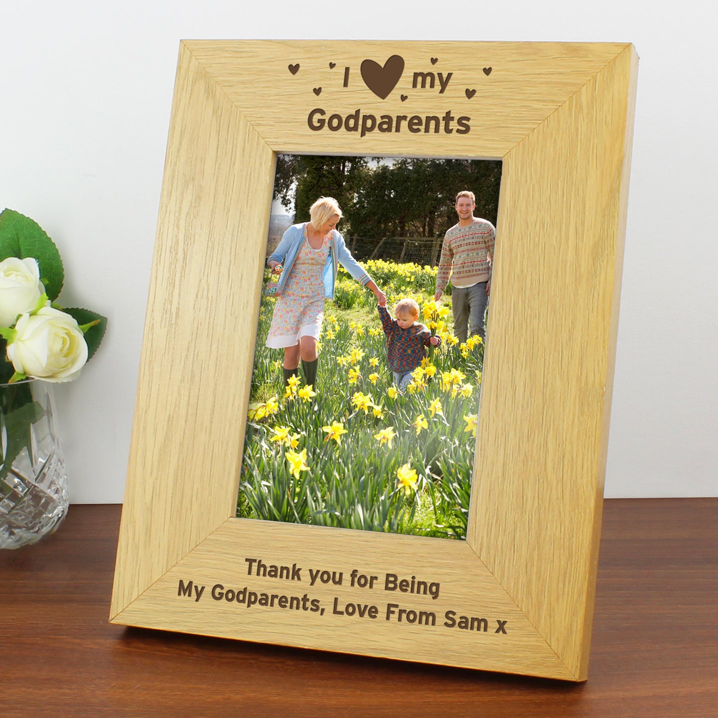 Personalised Oak Finish 6x4 I Heart My Photo Frame