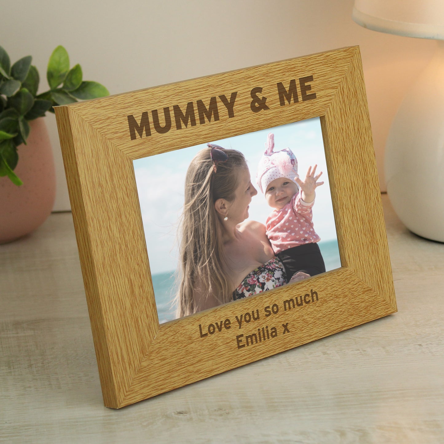 Personalised Oak Finish 6x4 Mummy & Me Photo Frame