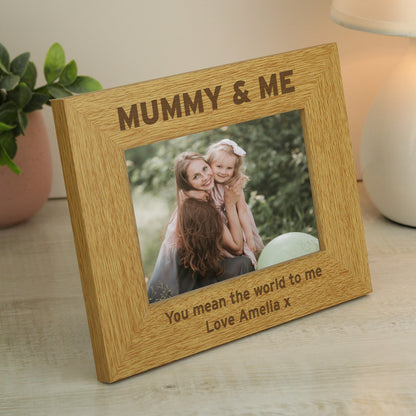 Personalised Oak Finish 6x4 Mummy & Me Photo Frame