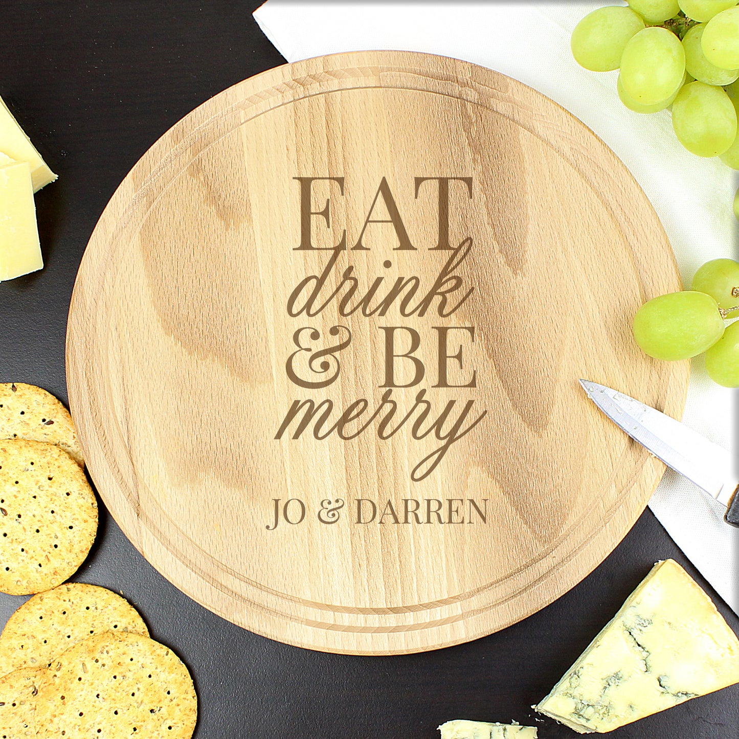 Personalised Eat Drink & Be Merry Rectangular Chopping Board