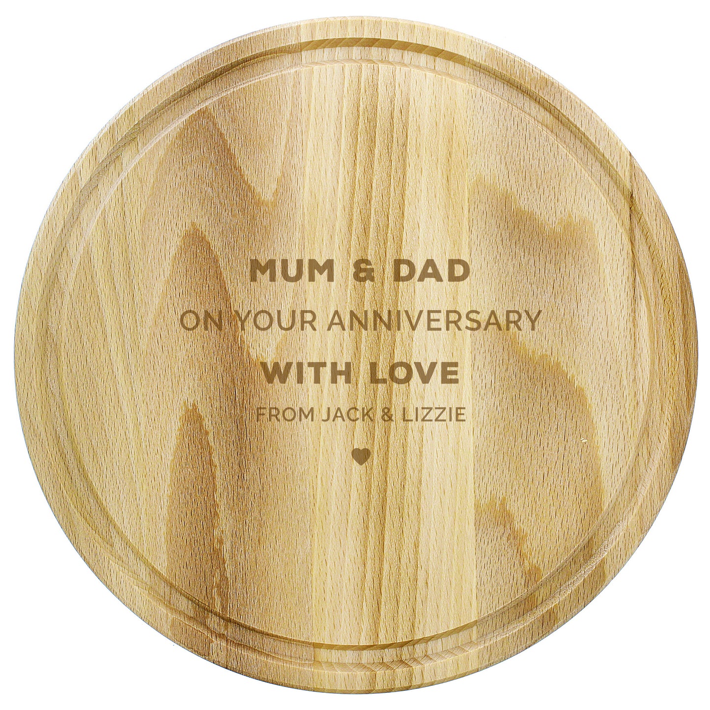 Personalised Heart Motif Round Chopping Board