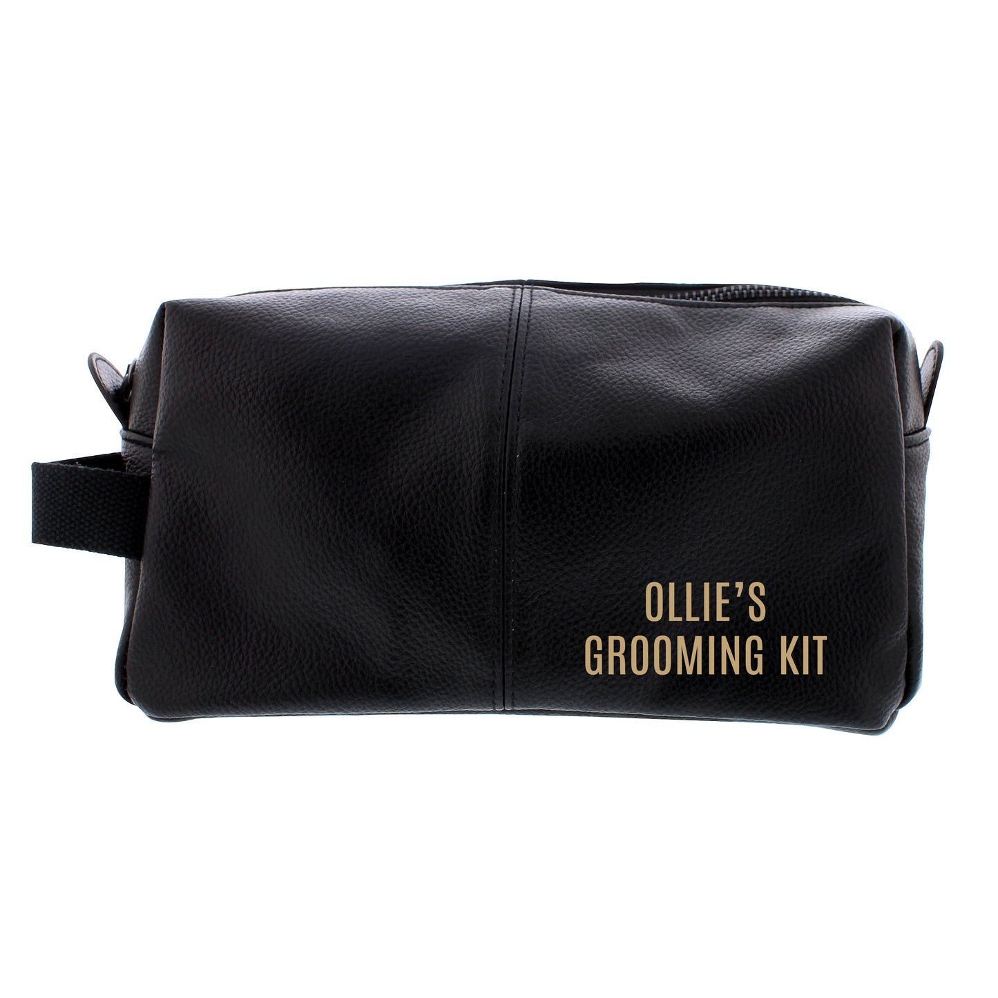 Personalised Luxury Black leatherette Wash Bag