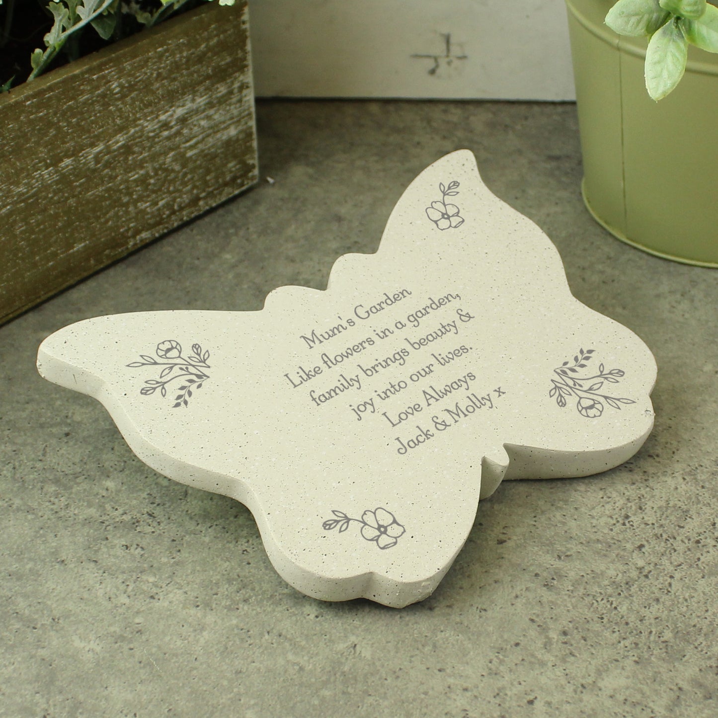 Personalised Floral Memorial Resin Butterfly