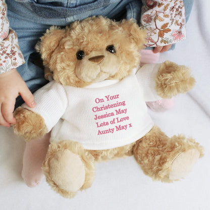 Personalised Message Teddy Bear - Pink