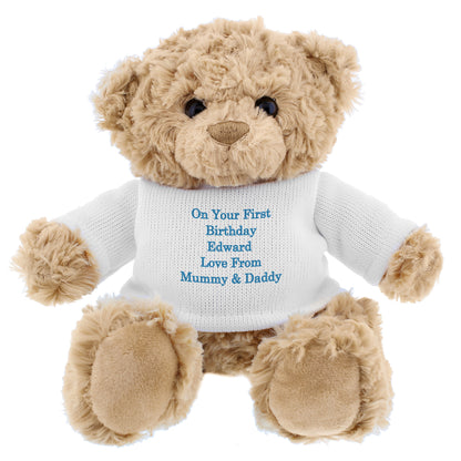 Personalised Message Teddy Bear - Blue