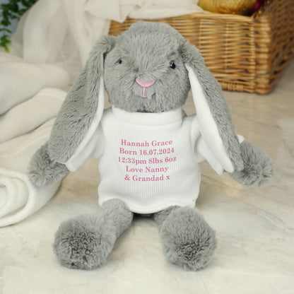 Personalised Message Bunny Rabbit In Jumper - Pink