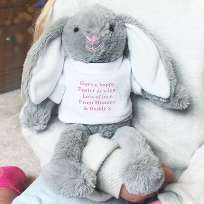 Personalised Message Bunny Rabbit In Jumper - Pink