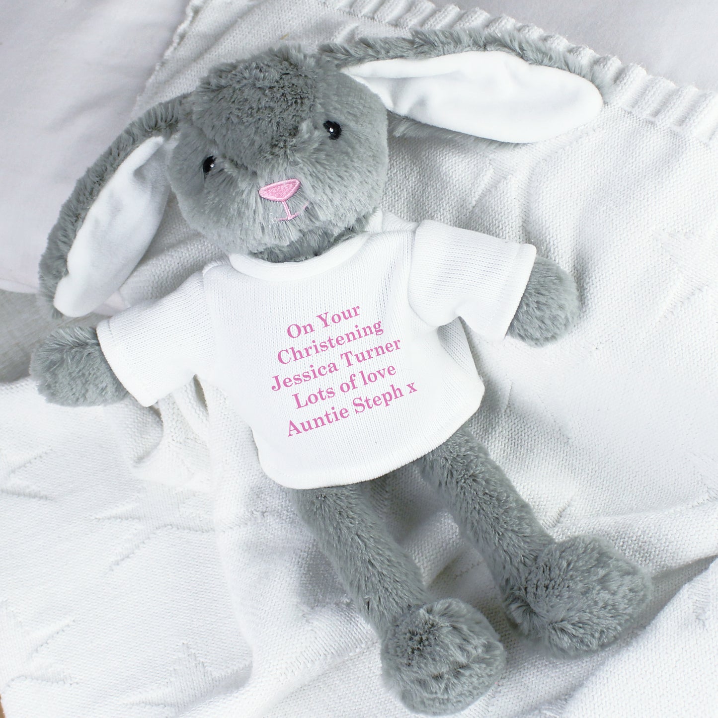 Personalised Message Bunny Rabbit In Jumper - Pink