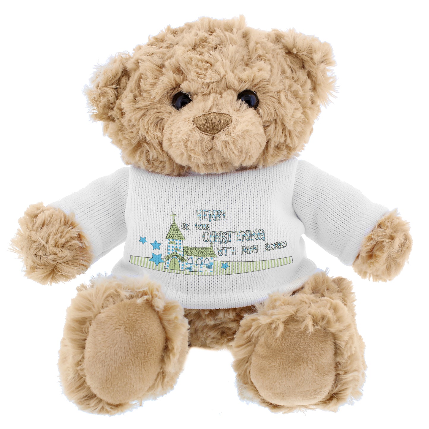 Personalised Blue Church Message Teddy Bear