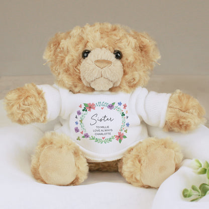 Personalised Floral Teddy Bear