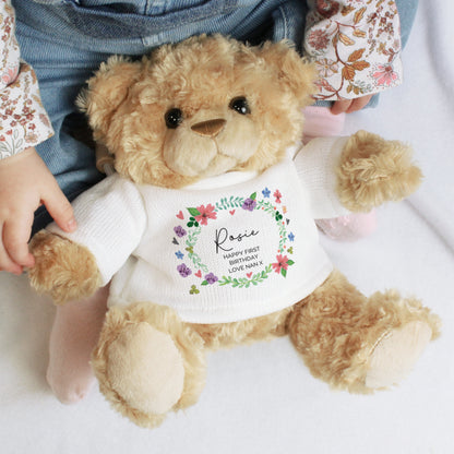 Personalised Floral Teddy Bear