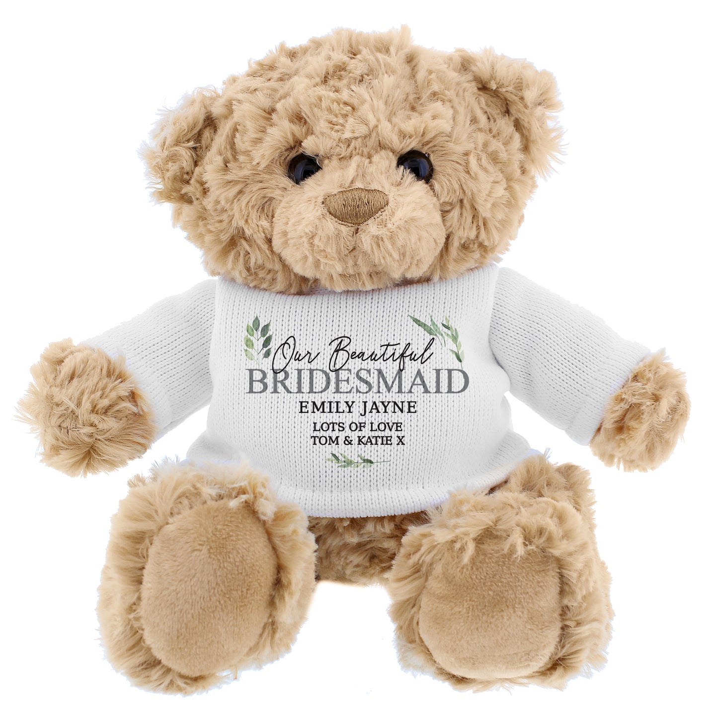 Personalised Geometric Leaf Teddy Bear