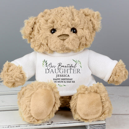 Personalised Geometric Leaf Teddy Bear