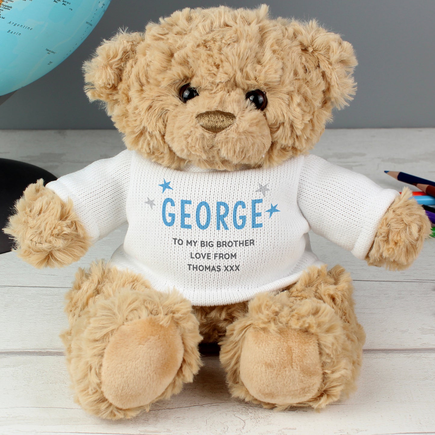 Personalised Blue Name & Message Teddy Bear