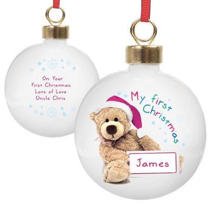 Personalised Teddy 1st Christmas Bauble