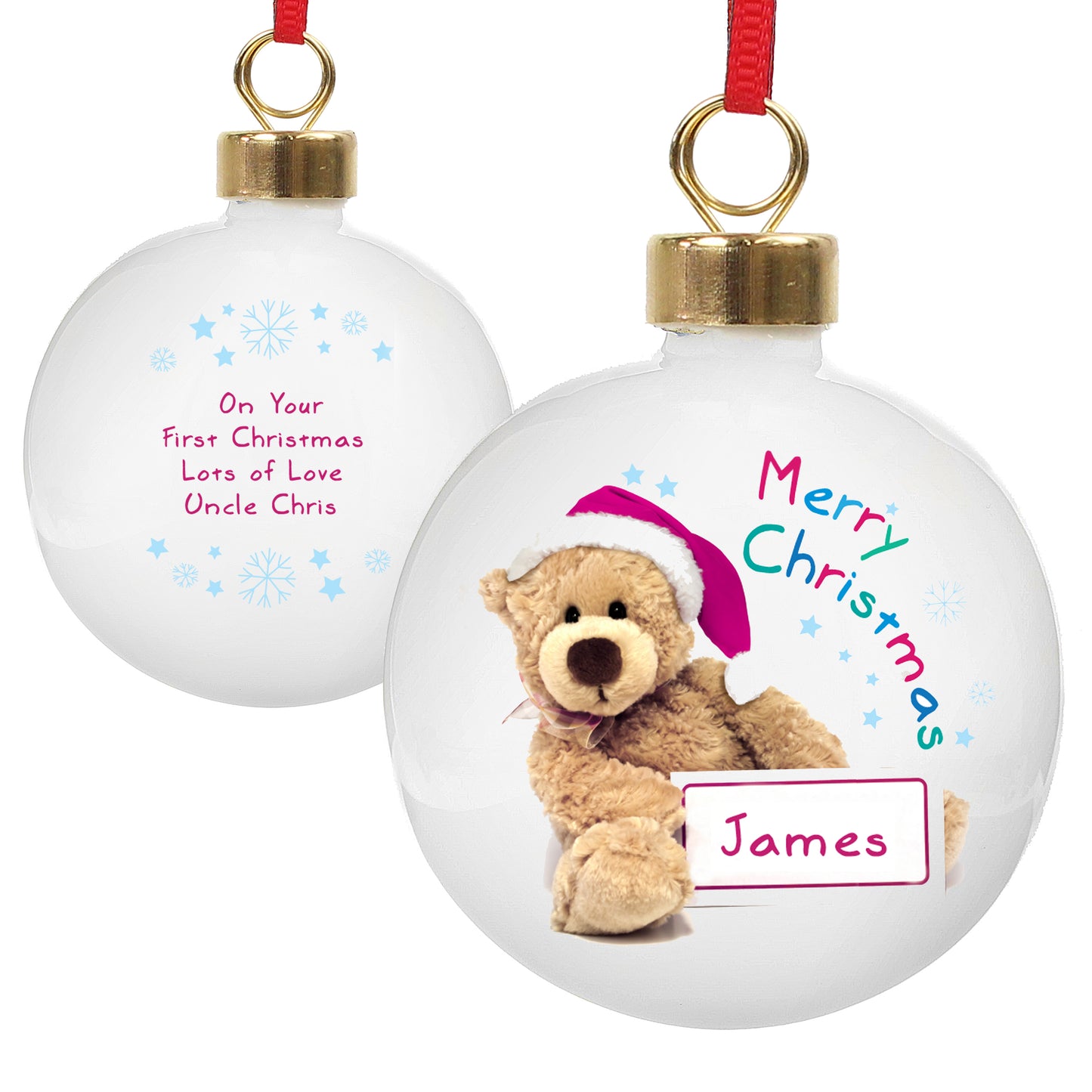 Personalised Teddy Christmas Bauble