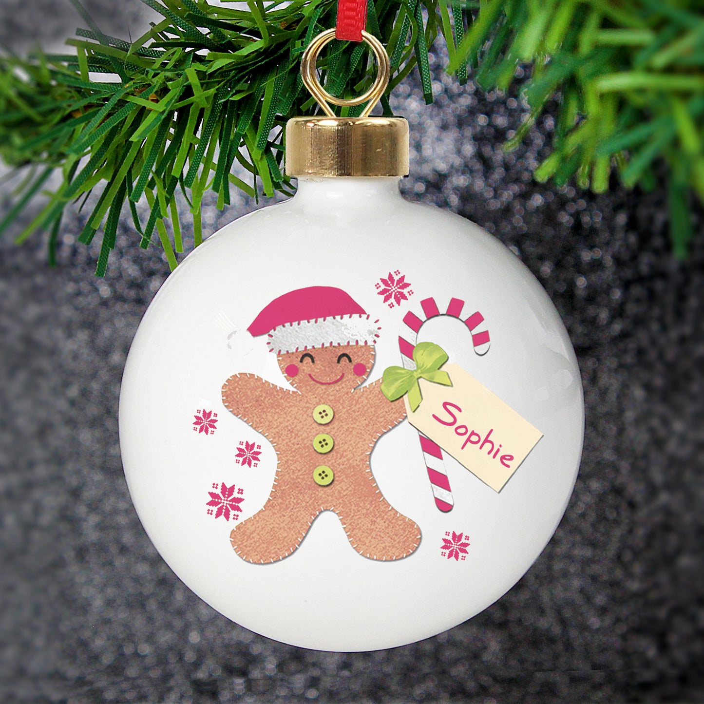 Personalised Felt Stitch Gingerbread Man Bauble