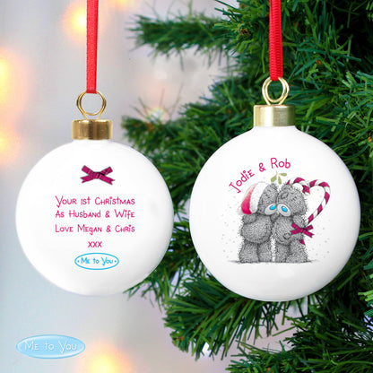 Personalised Me To You Couple Christmas Bauble