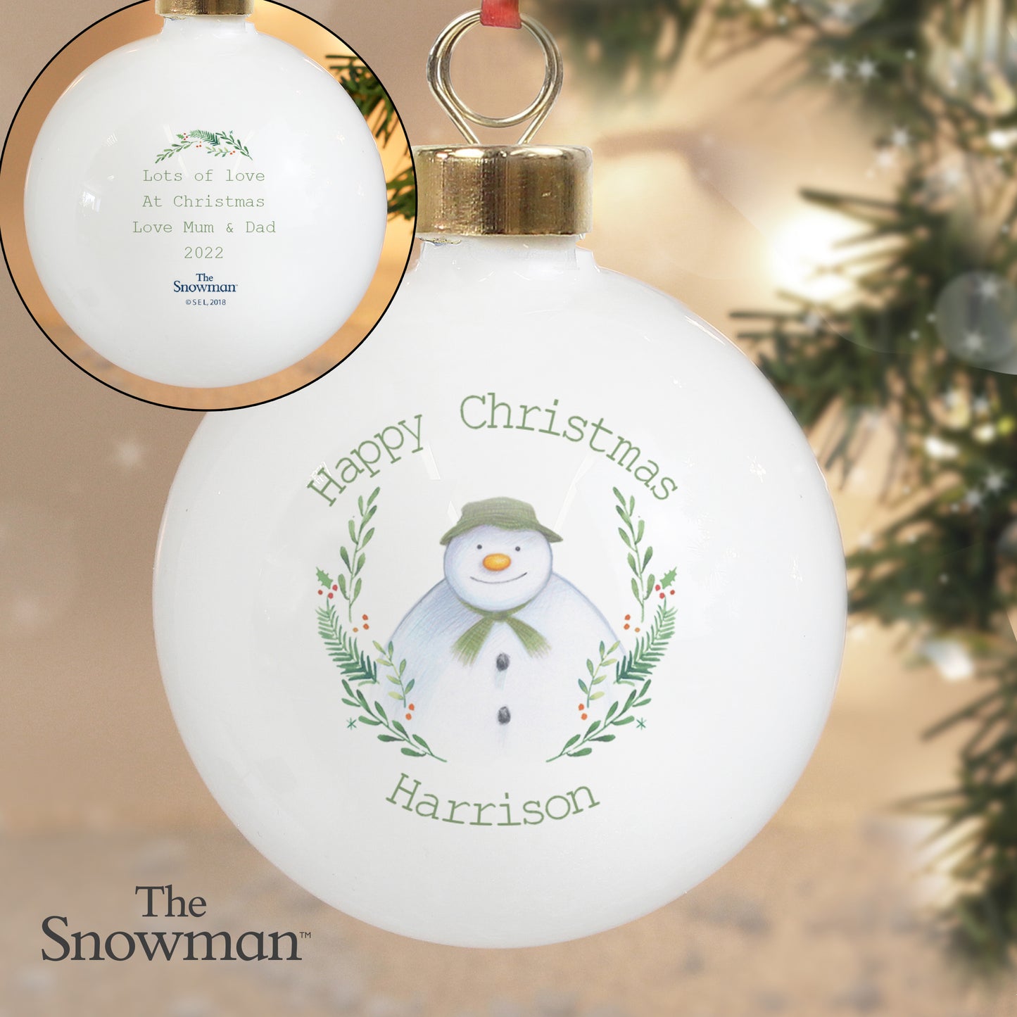 Personalised The Snowman Winter Garden Bauble