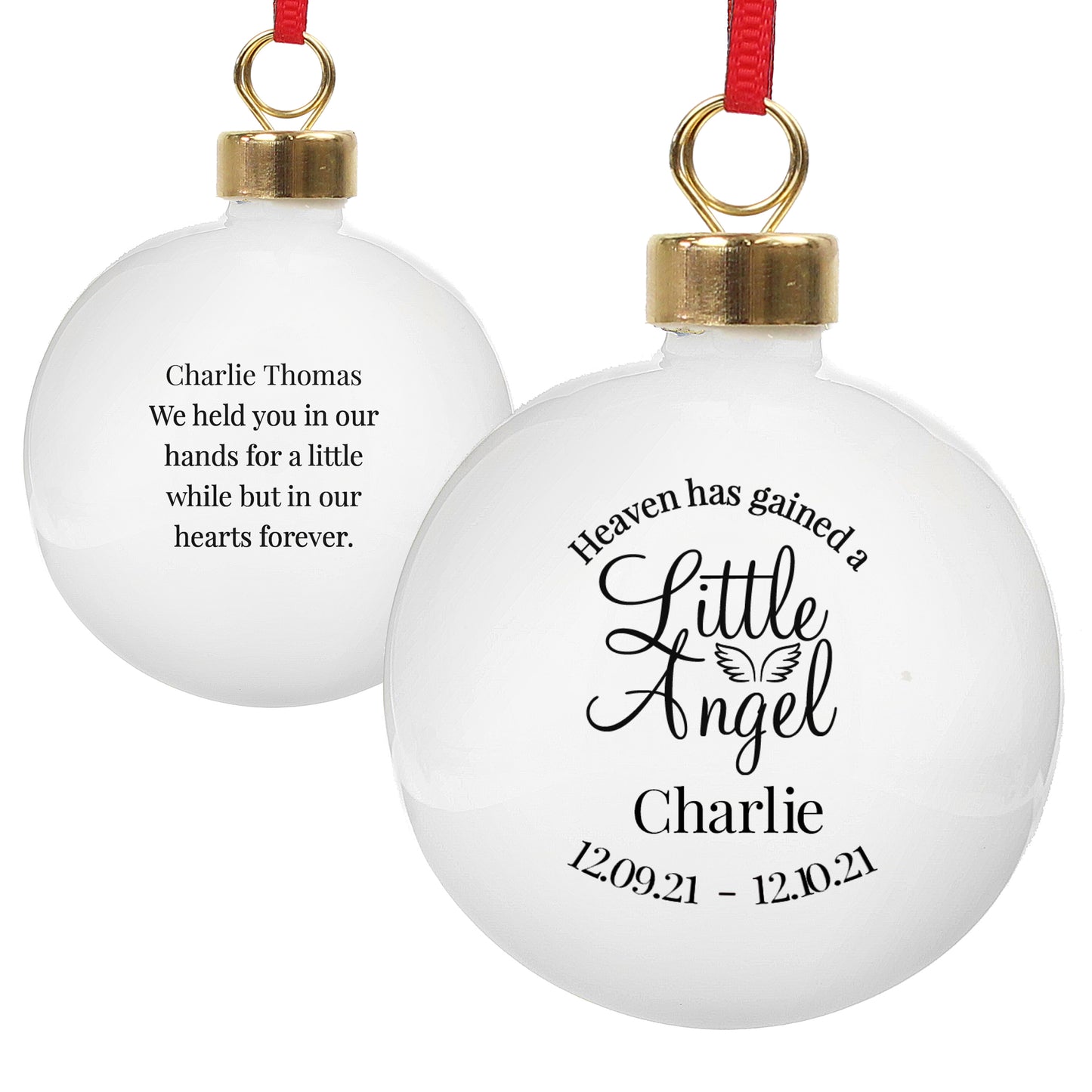 Personalised Little Angel Memorial Bauble