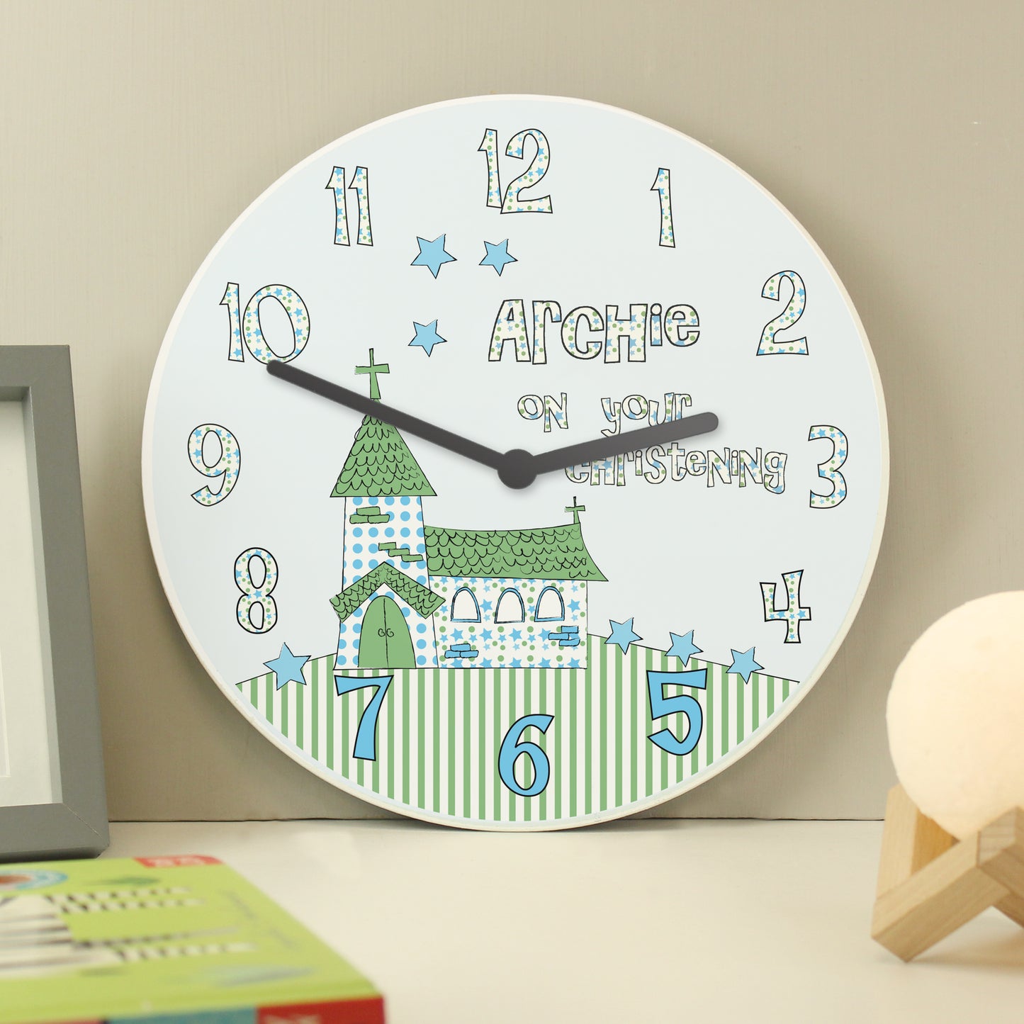 Personalised Church Boys Christening Clock