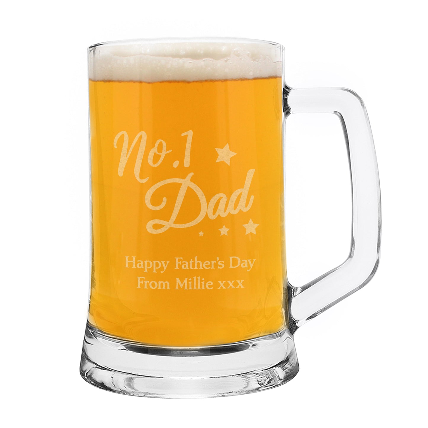 Personalised No.1 Dad Glass Pint Stern Tankard