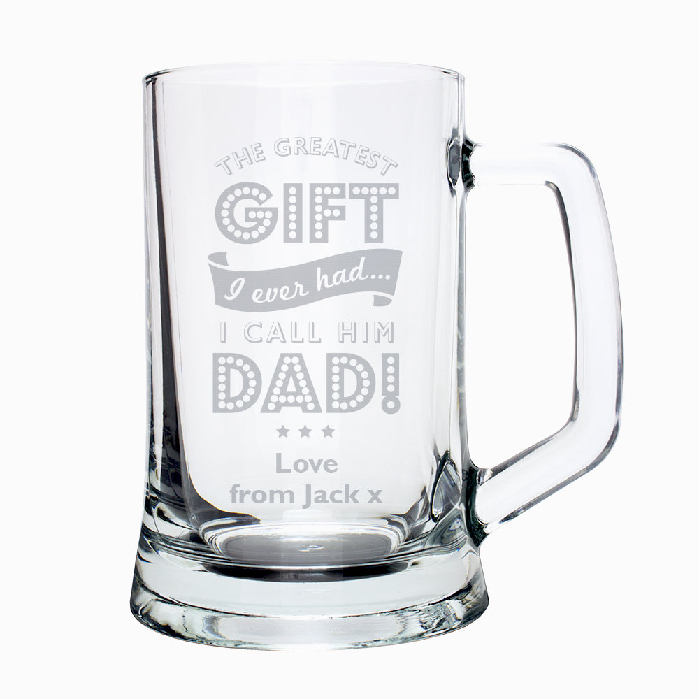 Personalised Greatest Dad Glass Pint Stern Tankard