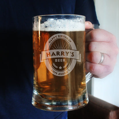 Personalised Beer Label Pint Stern Tankard