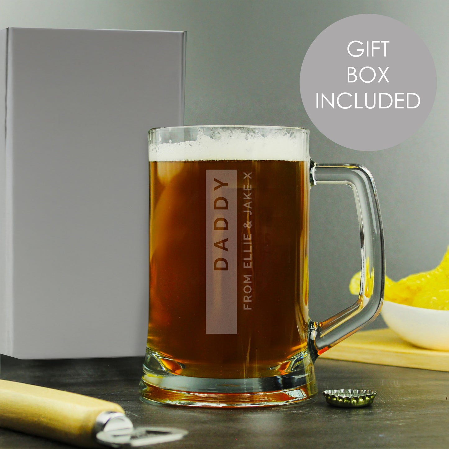 Personalised Free Text Stripe Pint Stern Tankard