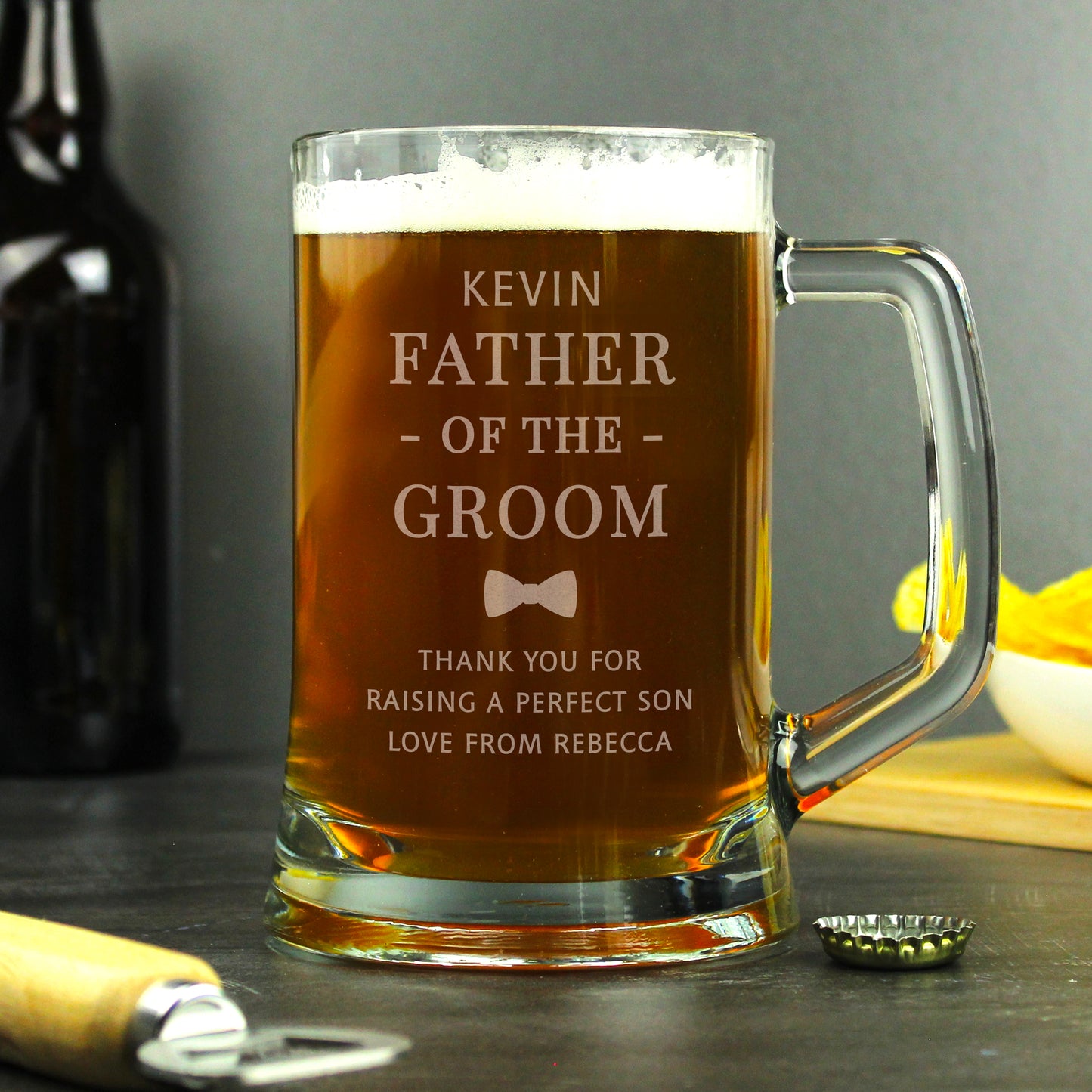 Personalised Father of the Groom Pint Stern Tankard