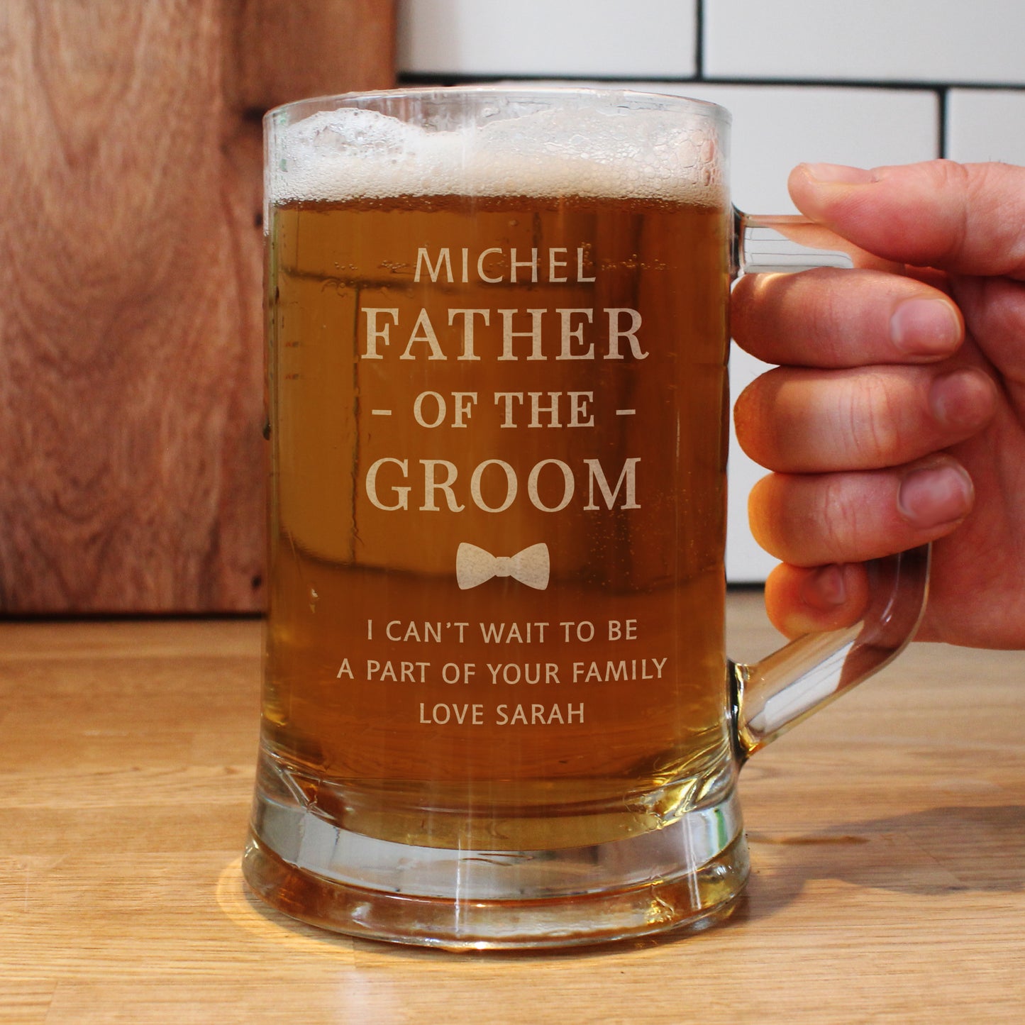 Personalised Father of the Groom Pint Stern Tankard