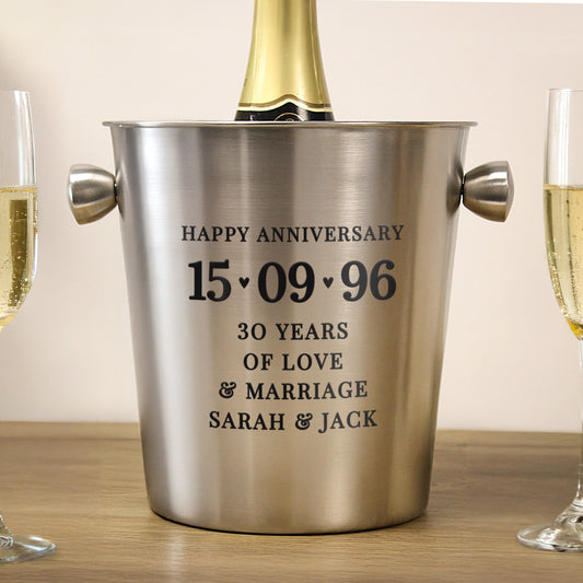 Personalised Big Date Stainless Steel Ice Bucket