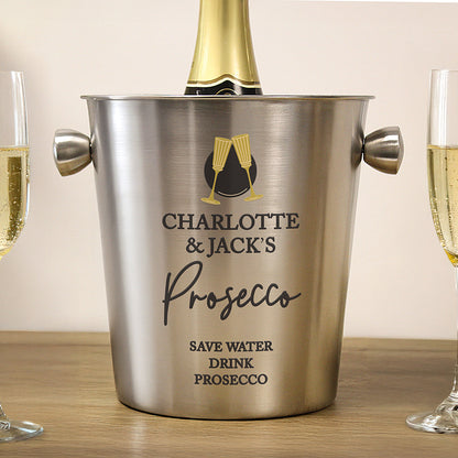 Personalised Flutes Stainless Steel Ice Bucket