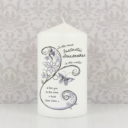 Personalised Flower Pattern Pillar Candle