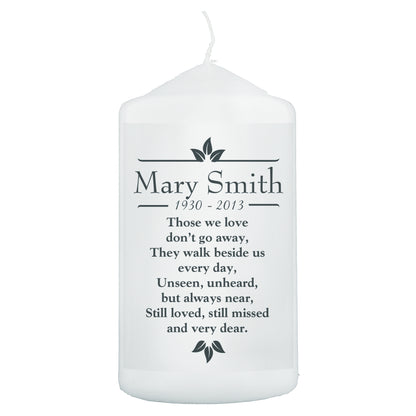 Personalised Sentiments 'Those We Love' Pillar Candle