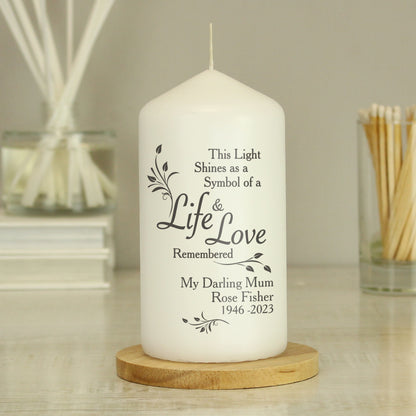 Personalised Life & Love Pillar Candle