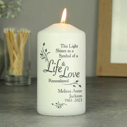 Personalised Life & Love Pillar Candle