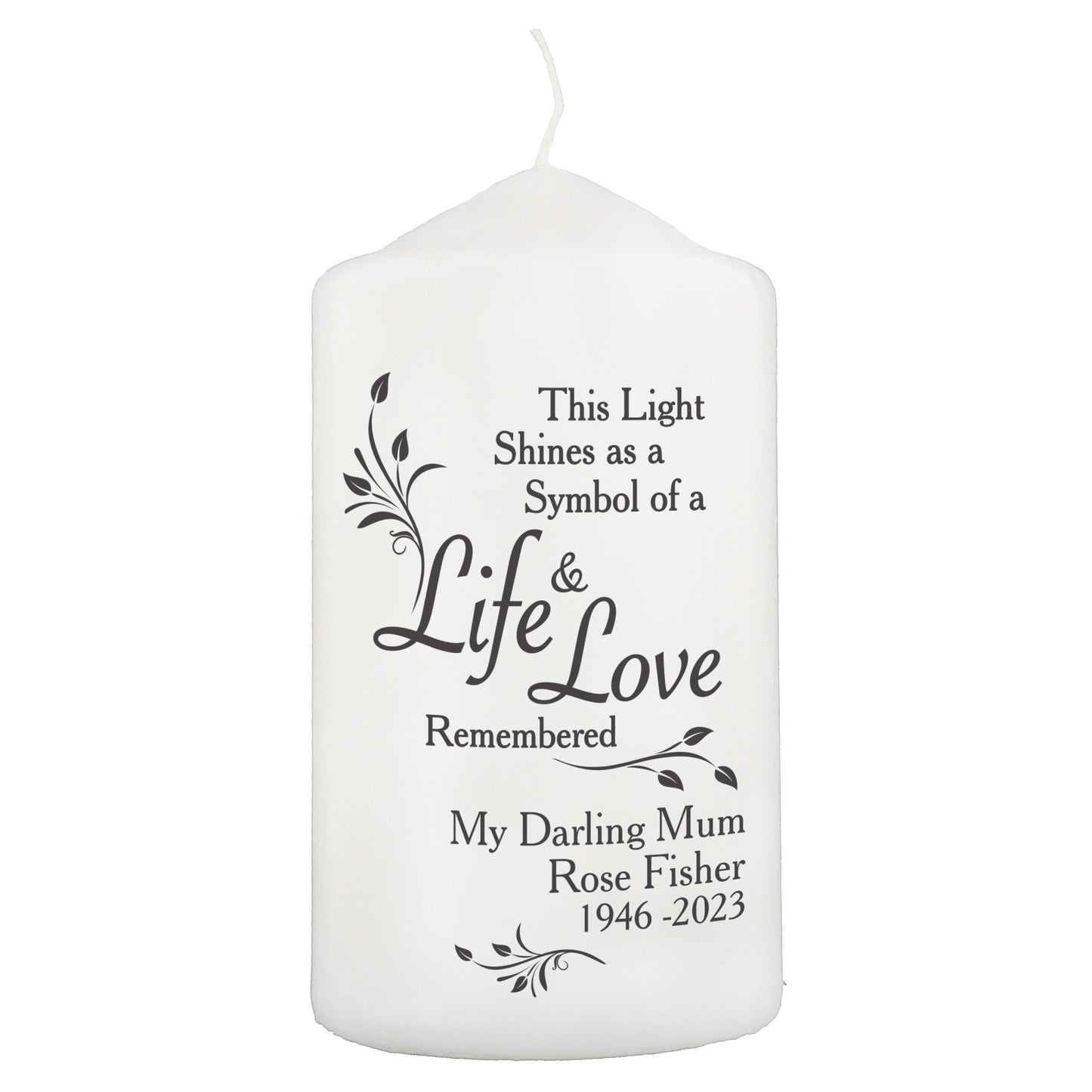 Personalised Life & Love Pillar Candle