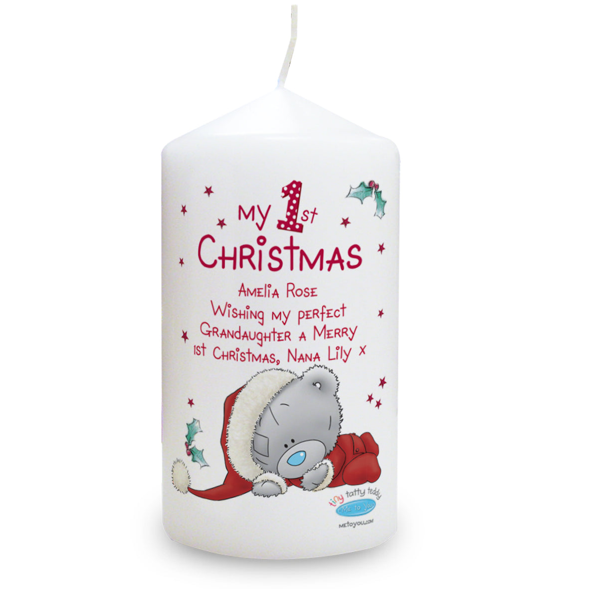 Personalised Me To You My 1st Christmas Pillar Candle