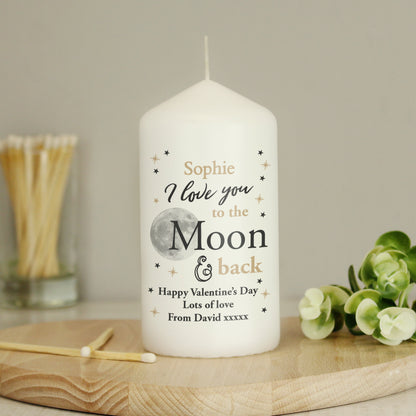 Personalised To the Moon and Back... Pillar Candle