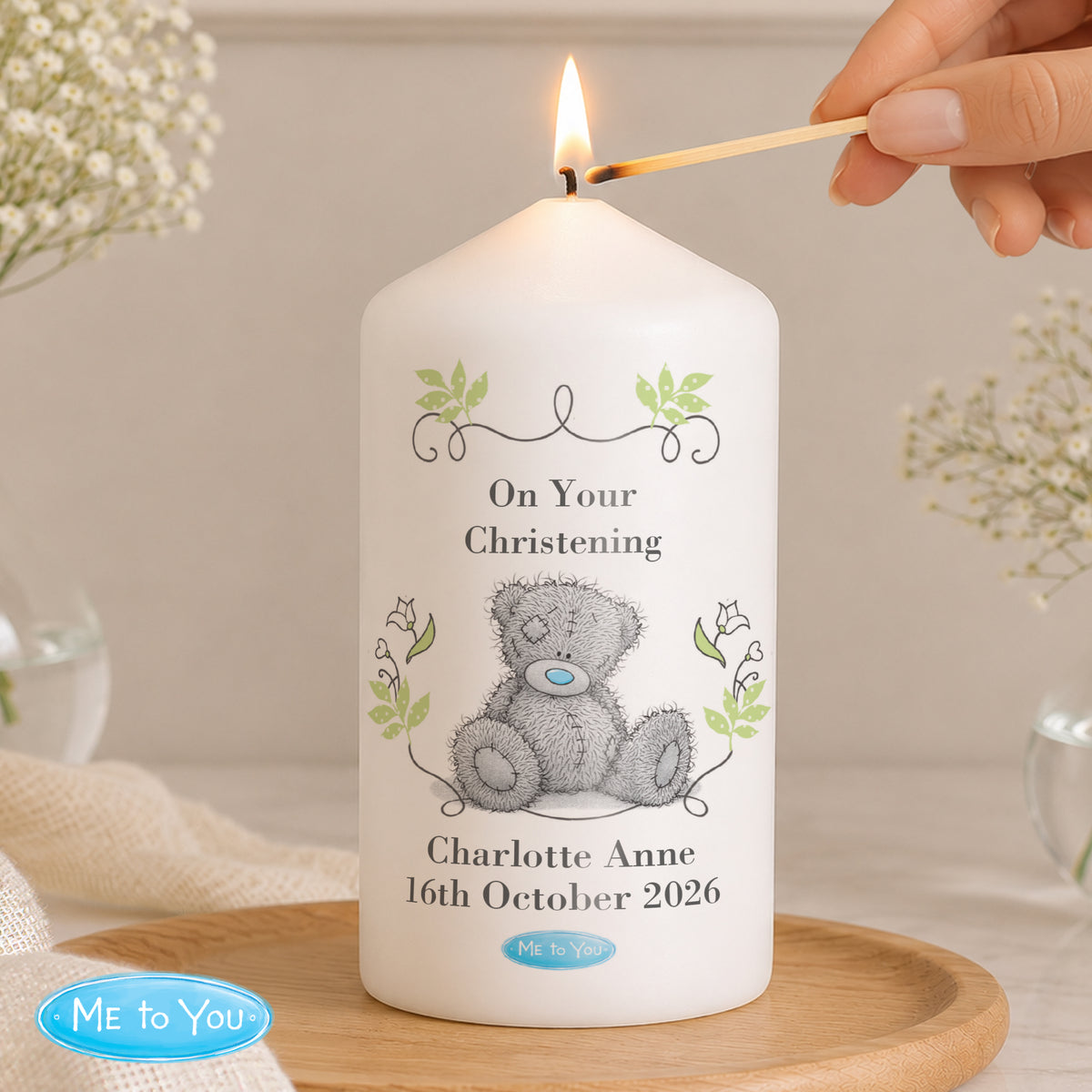 Personalised Me To You Botanical Pillar Candle