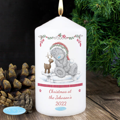 Personalised Me To You Reindeer Pillar Candle