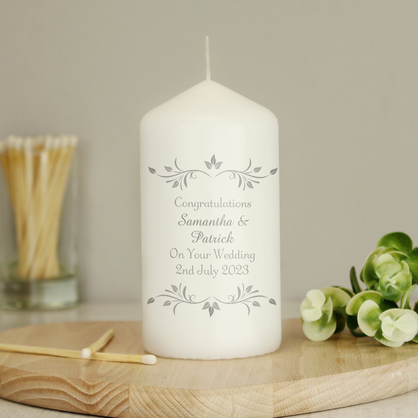 Personalised Sentiments Pillar Candle