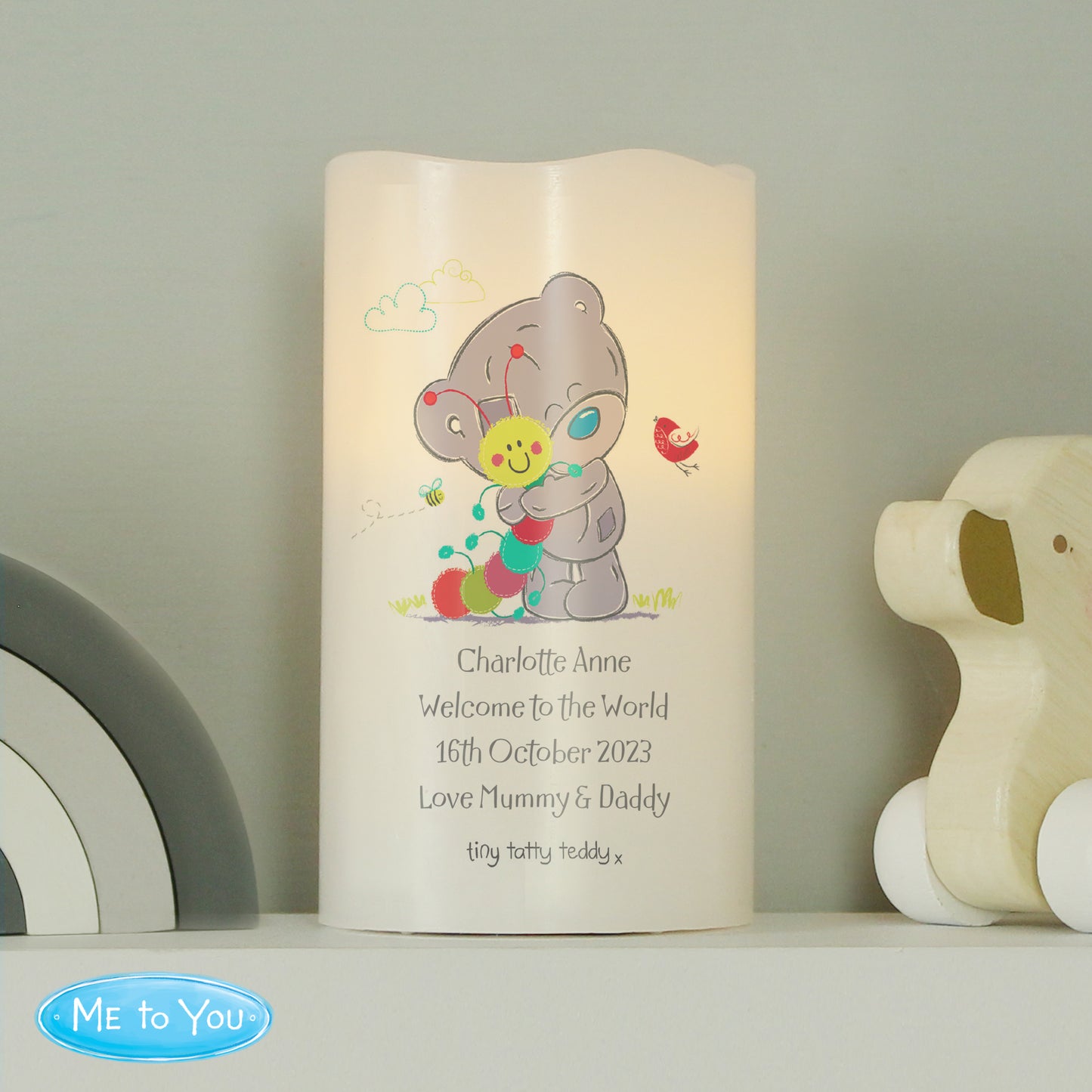 Personalised Tiny Tatty Teddy Cuddle Bug Nightlight LED Candle