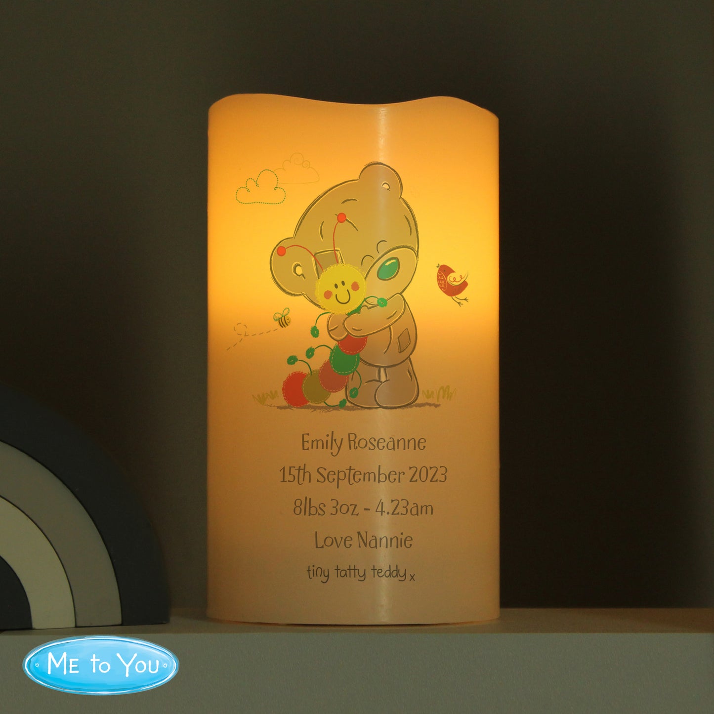 Personalised Tiny Tatty Teddy Cuddle Bug Nightlight LED Candle