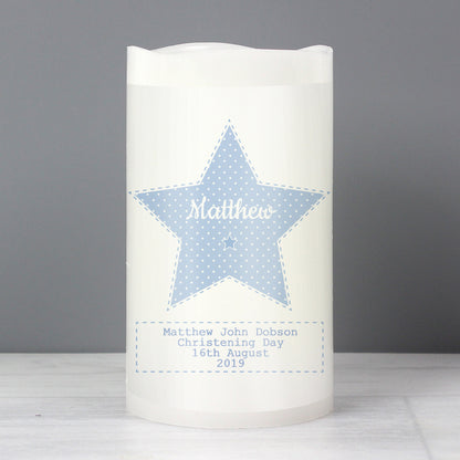 Personalised Stitch & Dot Baby Boy Nightlight LED Candle