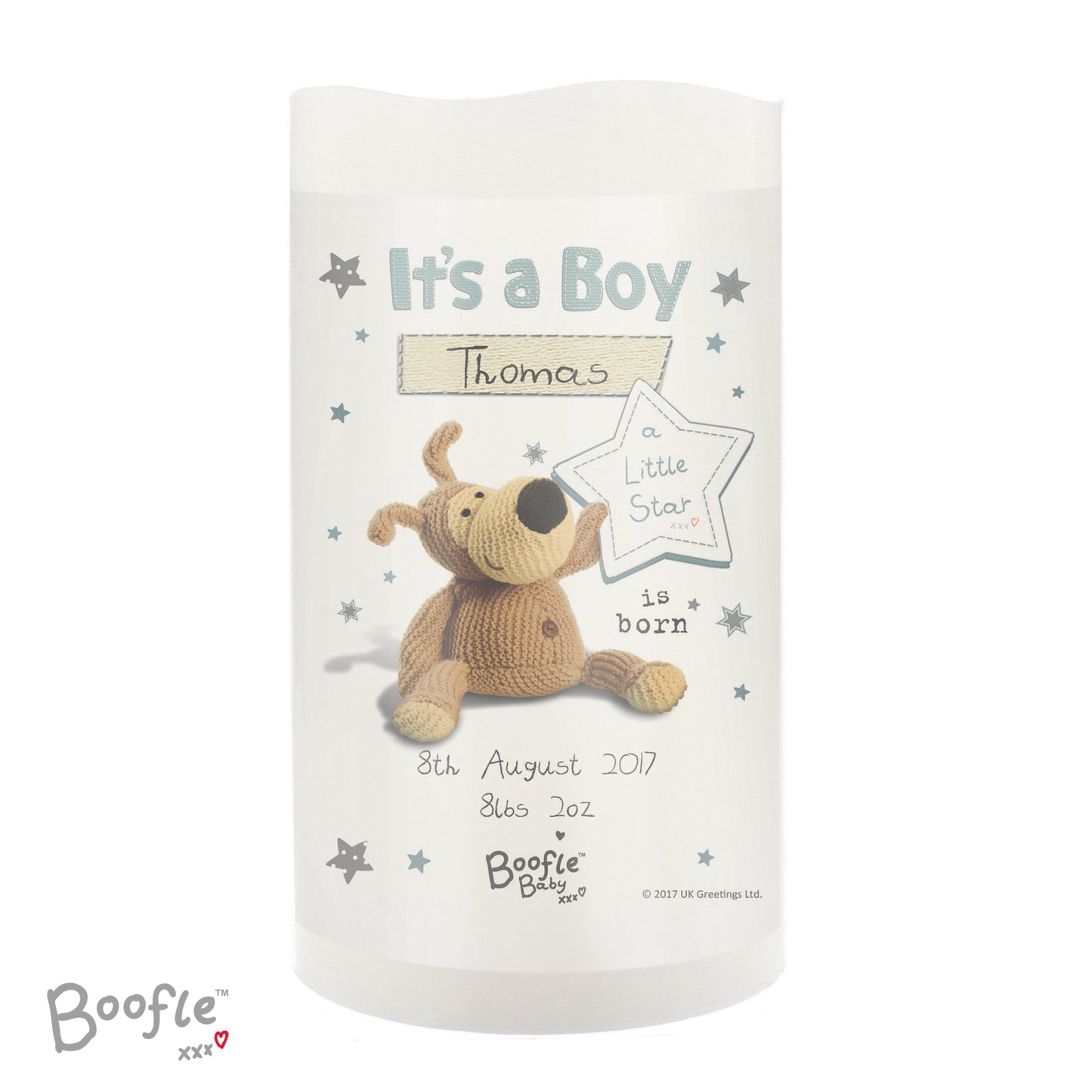 Personalised Boofle It's a Boy Nightlight LED Candle