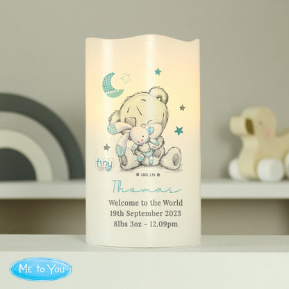 Personalised Tiny Tatty Teddy Blue Nightlight LED Candle