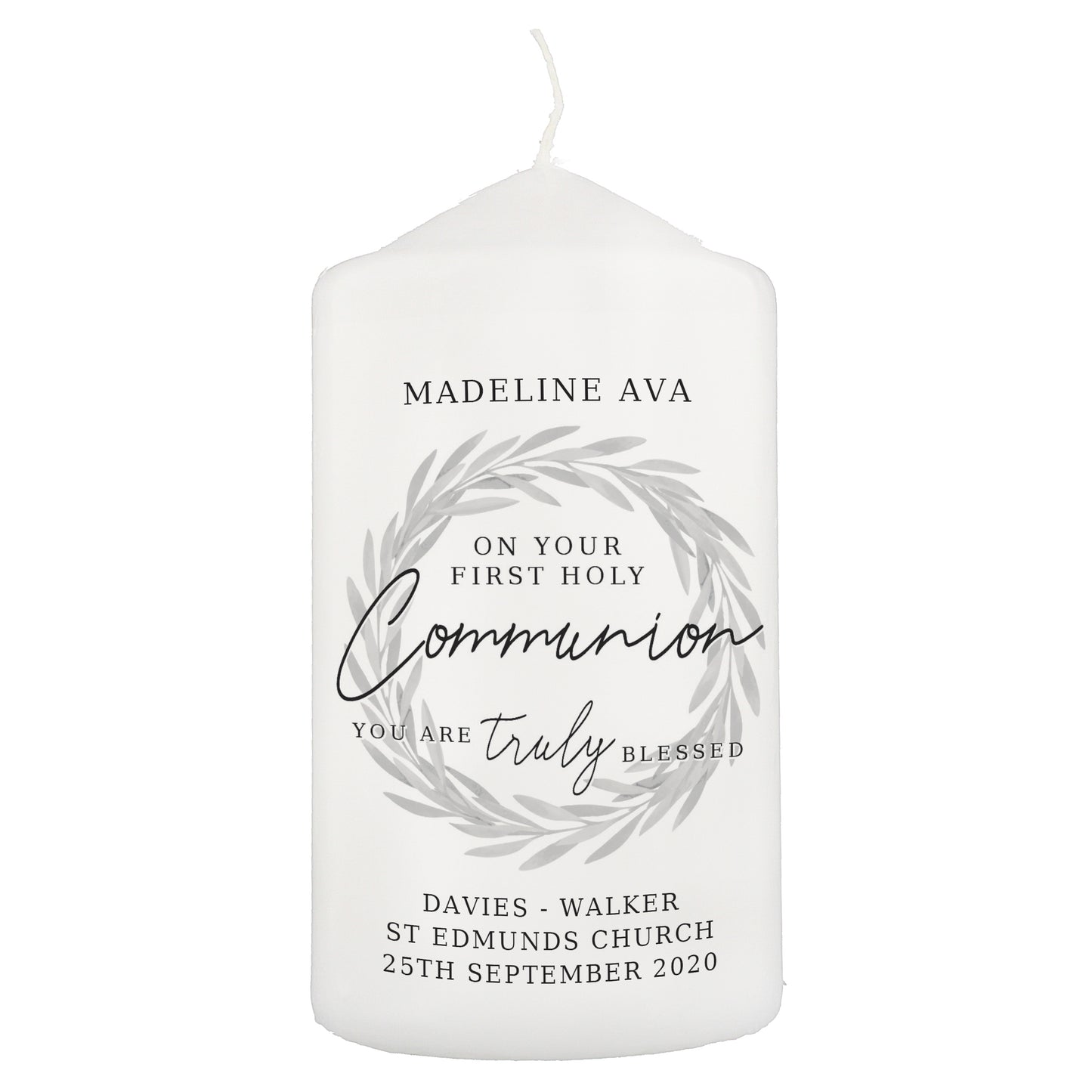 Personalised 'Truly Blessed' First Holy Communion Pillar Candle